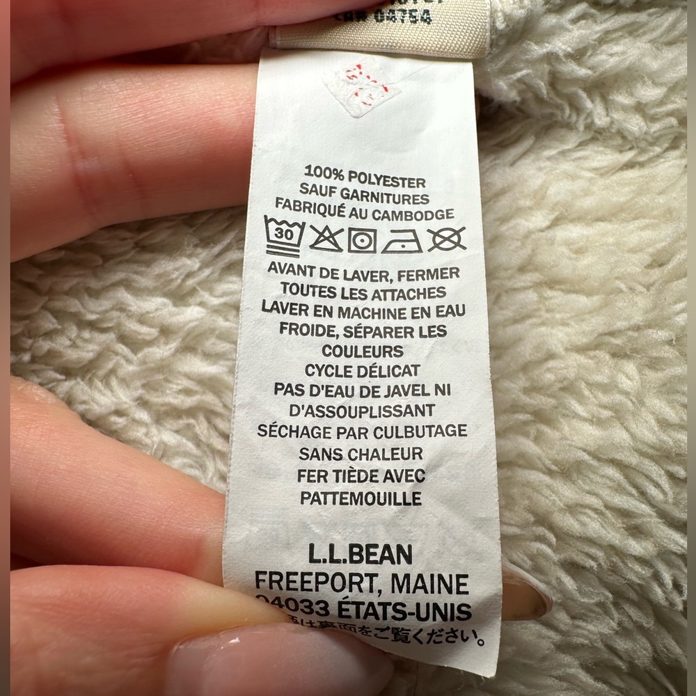 L.L. Bean High Pile Fleece Jacket cream white plus size 3X warm cozy thick‎ zip - Picture 13 of 15